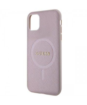 Guess GUHMN61PSAHMCP case for iPhone 11 / Xr - pink Saffiano MagSafe