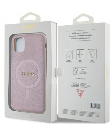 Guess GUHMN61PSAHMCP case for iPhone 11 / Xr - pink Saffiano MagSafe