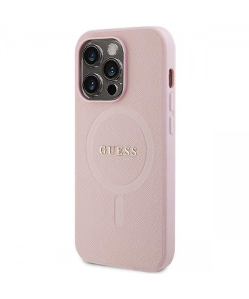 Guess GUHMP14XPSAHMCP case for iPhone 14 Pro Max - pink Saffiano MagSafe
