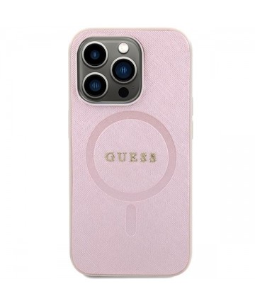 Guess Saffiano MagSafe case for iPhone 15 Pro - pink
