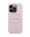 Guess Saffiano MagSafe case for iPhone 15 Pro - pink