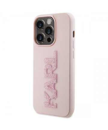 Karl Lagerfeld 3D Rubber Glitter Logo case for iPhone 15 Pro - pink