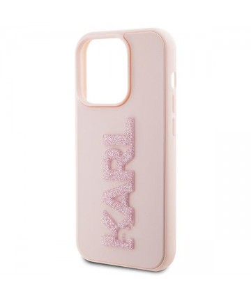 Karl Lagerfeld 3D Rubber Glitter Logo case for iPhone 15 Pro - pink