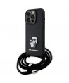 Karl Lagerfeld Crossbody Saffiano Metal Pin Karl & Choupette case for iPhone 15 Pro - black