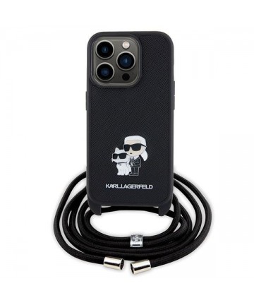 Karl Lagerfeld Crossbody Saffiano Metal Pin Karl & Choupette case for iPhone 15 Pro - black