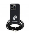 Karl Lagerfeld Crossbody Saffiano Metal Pin Karl & Choupette case for iPhone 15 Pro - black