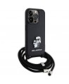 Karl Lagerfeld Crossbody Saffiano Metal Pin Karl & Choupette case for iPhone 15 Pro - black