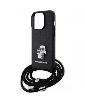 Karl Lagerfeld Crossbody Saffiano Metal Pin Karl & Choupette case for iPhone 15 Pro - black