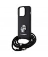 Karl Lagerfeld Crossbody Saffiano Metal Pin Karl & Choupette case for iPhone 15 Pro - black