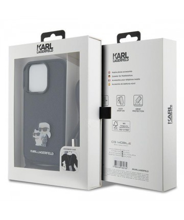Karl Lagerfeld Crossbody Saffiano Metal Pin Karl & Choupette case for iPhone 15 Pro - black