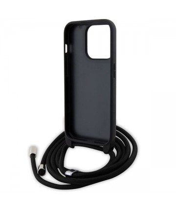 Karl Lagerfeld Crossbody Saffiano Monogram Metal Pin Karl & Choupette Case for iPhone 15 Pro - Black