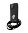 Karl Lagerfeld Crossbody Saffiano Metal Pin Karl & Choupette case for iPhone 15 - black