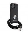 Karl Lagerfeld Crossbody Saffiano Metal Pin Karl & Choupette case for iPhone 15 - black