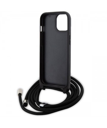 Karl Lagerfeld Crossbody Saffiano Monogram Metal Pin Karl & Choupette Case for iPhone 15 - Black