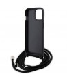 Karl Lagerfeld Crossbody Saffiano Monogram Metal Pin Karl & Choupette Case for iPhone 15 - Black