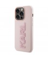 Karl Lagerfeld 3D Rubber Glitter Logo case for iPhone 15 Pro Max - pink