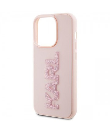 Karl Lagerfeld 3D Rubber Glitter Logo case for iPhone 15 Pro Max - pink