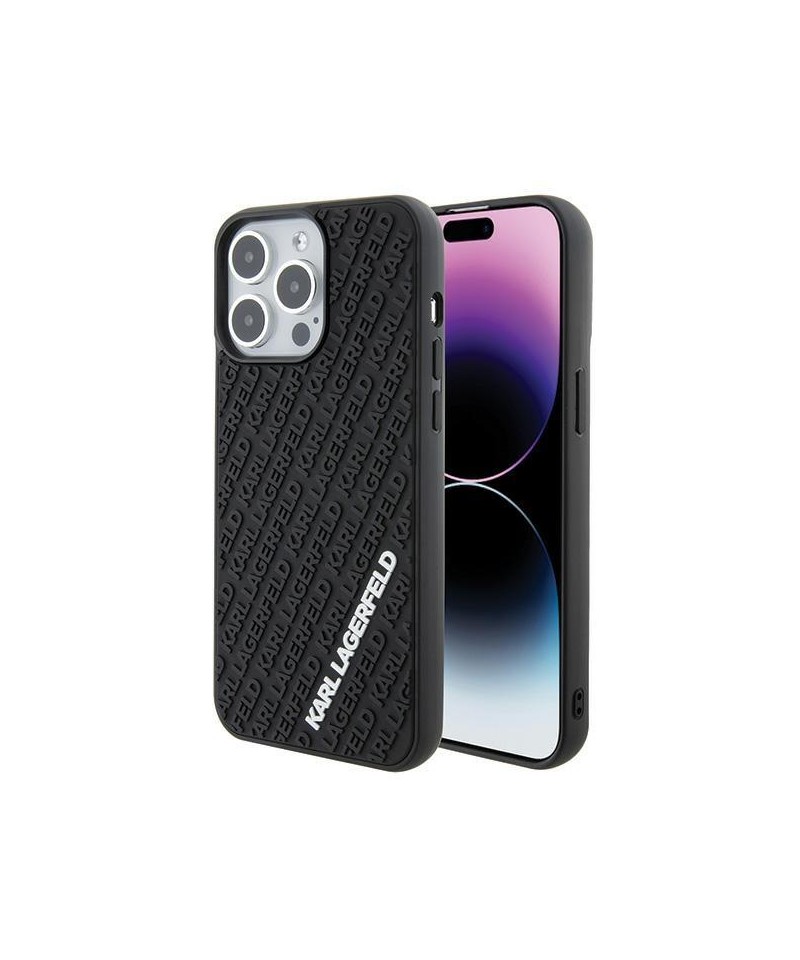 Karl Lagerfeld 3D Rubber Multi Logo case for iPhone 15 Pro Max - black