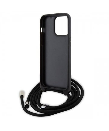 Karl Lagerfeld Crossbody Saffiano Metal Pin Karl & Choupette Case for iPhone 15 Pro Max - Black