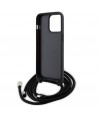 Karl Lagerfeld Crossbody Saffiano Metal Pin Karl & Choupette Case for iPhone 15 Pro Max - Black