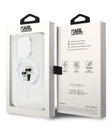Karl Lagerfeld Karl&Choupette Glitter MagSafe case for iPhone 15 Pro - transparent