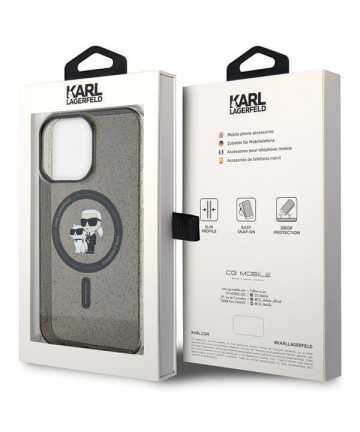 Karl Lagerfeld Karl&Choupette Glitter MagSafe case for iPhone 15 Pro Max - black