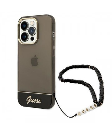 Guess Translucent Pearl Strap Case for iPhone 14 Pro - Black