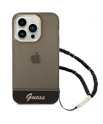 Guess Translucent Pearl Strap Case for iPhone 14 Pro - Black