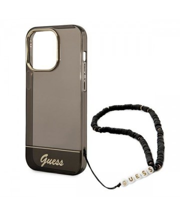 Guess Translucent Pearl Strap Case for iPhone 14 Pro - Black