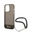 Guess Translucent Pearl Strap Case for iPhone 14 Pro - Black