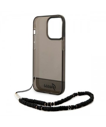 Guess Translucent Pearl Strap Case for iPhone 14 Pro - Black