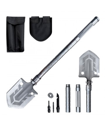 Survival shovel 10-in-1 folding shovel with knife, screwdriver, glass breaker