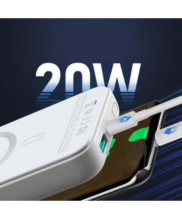 Joyroom JR-W020 Powerbank 20W 10000mAh MagSafe + USB-C - USB-C cable 0.25m - white