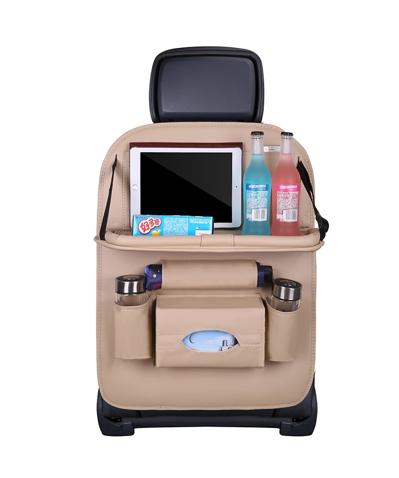 Car organizer for the seat foldable shelf mini car table beige