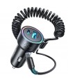 Joyroom JR-CL07 72W 3-in-1 Car Charger with 1.6m USB-C Cable – Black