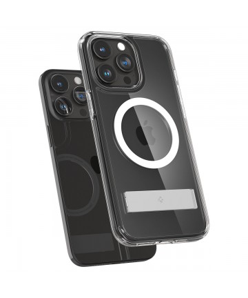 Spigen Ultra Hybrid S MagSafe Case with Stand for iPhone 15 Pro - Transparent