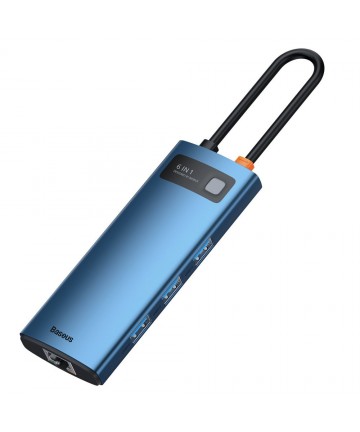 Baseus Metal Gleam Series HUB 4-en-1 USB Type C - 3 x USB 3.2 Gen. 1 / RJ45  (WKWG070113) - grossiste d'accessoires GSM Hurtel