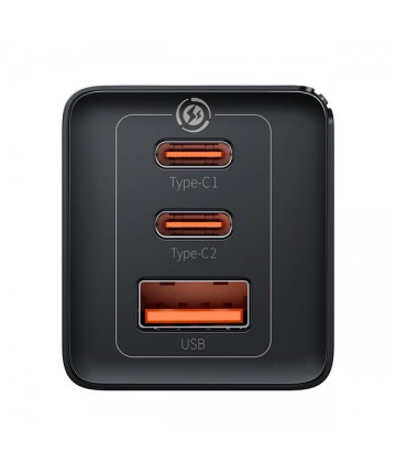GaN 2xUSB C 1xUSB 65W fast charger Baseus GaN5 Pro + USB C - USB C 100W cable - black
