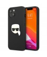 Karl Lagerfeld Leather Ikonik Karl's Head Metal Case for iPhone 13 mini - Black