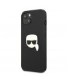 Karl Lagerfeld Leather Ikonik Karl's Head Metal Case for iPhone 13 mini - Black