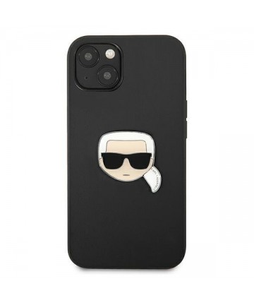 Karl Lagerfeld Leather Ikonik Karl's Head Metal Case for iPhone 13 mini - Black