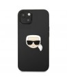 Karl Lagerfeld Leather Ikonik Karl's Head Metal Case for iPhone 13 mini - Black