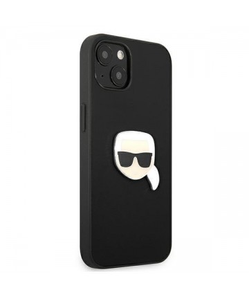 Karl Lagerfeld Leather Ikonik Karl's Head Metal Case for iPhone 13 mini - Black