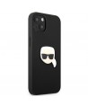 Karl Lagerfeld Leather Ikonik Karl's Head Metal Case for iPhone 13 mini - Black