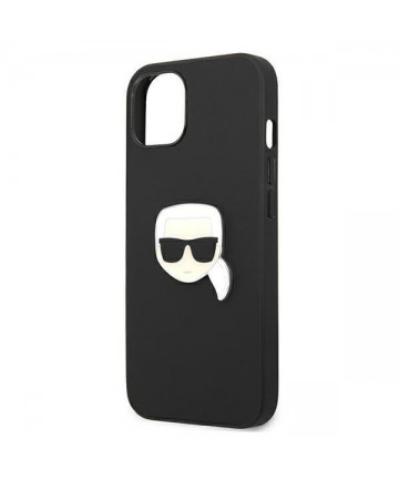 Karl Lagerfeld Leather Ikonik Karl's Head Metal Case for iPhone 13 mini - Black