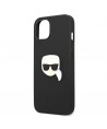 Karl Lagerfeld Leather Ikonik Karl's Head Metal Case for iPhone 13 mini - Black