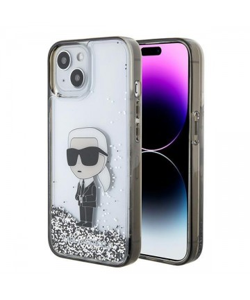 Karl Lagerfeld KLHCP15SLKKNSK iPhone 15 6.1" transparent hardcase Liquid Glitter Ikonik