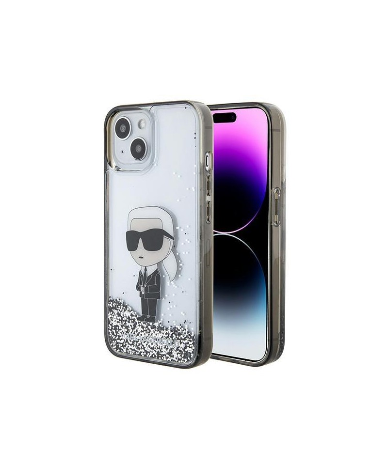 Karl Lagerfeld KLHCP15SLKKNSK iPhone 15 6.1" transparent hardcase Liquid Glitter Ikonik