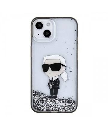 Karl Lagerfeld KLHCP15SLKKNSK iPhone 15 6.1" transparent hardcase Liquid Glitter Ikonik