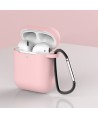 Case for AirPods 2 / AirPods 1 silicone soft case for headphones + keychain carabiner pendant pink (case D)